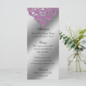 Damask Wedding Menu Kaarten Sparkle Pink (Staand voorkant)