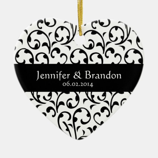 Damask Wedding Ornament Black and White Swirl (Voorkant)