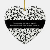 Damask Wedding Ornament Black and White Swirl (Achterkant)