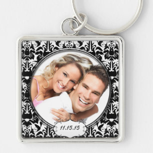  Damask Wedding Photo Sleutelhanger