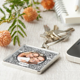  Damask Wedding Photo Sleutelhanger