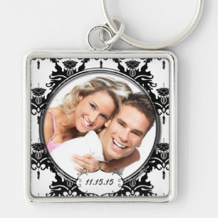  Damask Wedding Photo Sleutelhanger