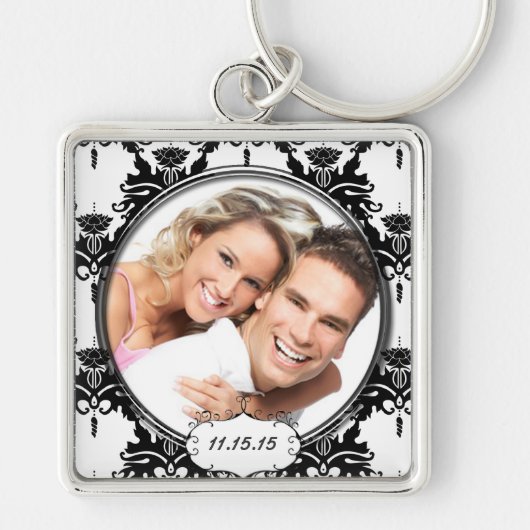 Damask Wedding Photo Sleutelhanger (Voorkant)