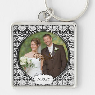  Damask Wedding Photo Sleutelhanger