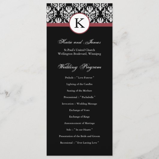Damask Wedding Program Programma (Voorkant)
