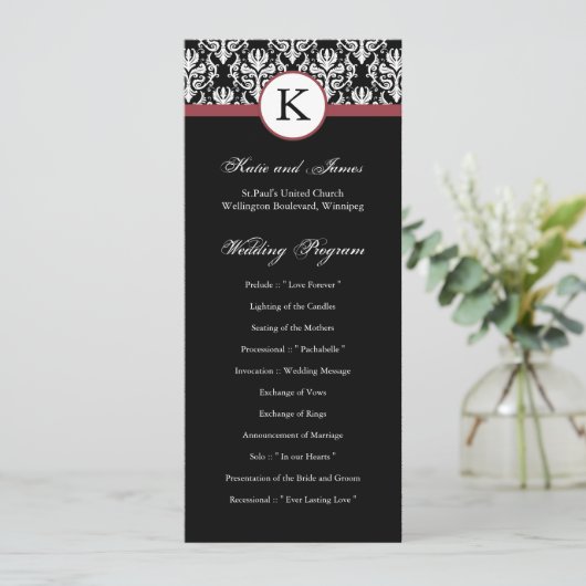 Damask Wedding Program Programma (Staand voorkant)