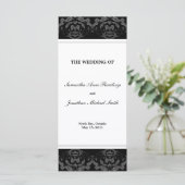 Damask Wedding Program - Zwart-wit bruiloft Programma (Staand voorkant)