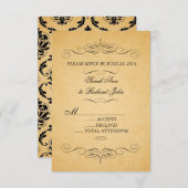  Damask Wedding RSVP Swirls Flourish (Voorkant / Achterkant)
