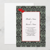 Damask Wedding-uitnodigingen met Red Trim Self Hos Kaart (Voorkant / Achterkant)