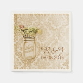 damask western floral mason jar bruiloft servetten (Voorkant)