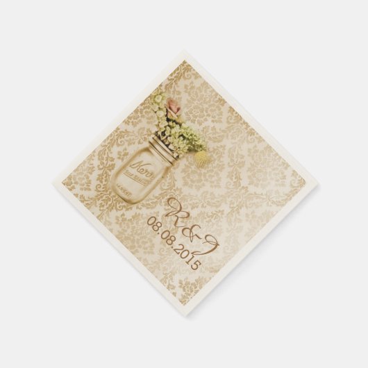 damask western floral mason jar bruiloft servetten (Hoek)