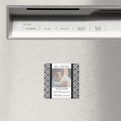 Damask White Bewaar de datum foto magneet (Insitu (Vaatwasser))