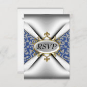 Damask White Birthday Party Celebration RSVP (Voorkant / Achterkant)