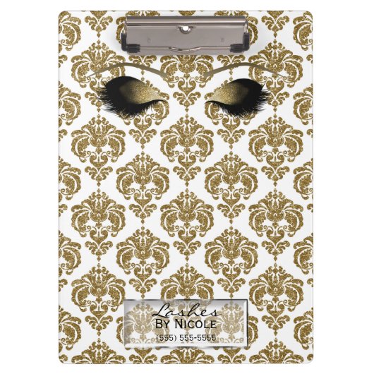 Damask White Gold Makeup Eyes Lashes Personalized Klembord (Voorkant)