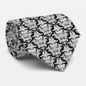 Damask - White op Black Stropdas (Opgerold)