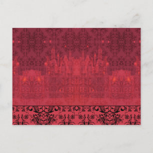Damask Wildbloemen, ANGEL'S CASTLE in Red & Roze Briefkaart