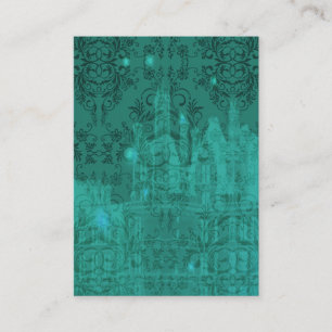 Damask Wildbloemen, ANGEL'S CASTLE in Turquoise Visitekaartje
