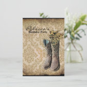 Damask wildflower Western land cowboy party Kaart (Staand voorkant)