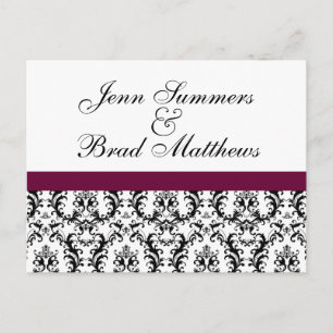 Damask Wine Wedding Save the Date Aankondigingskaart