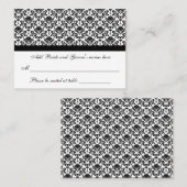 Damask wit en zwart formele zitplaatskaart plaatskaartje (Voorkant / Achterkant)