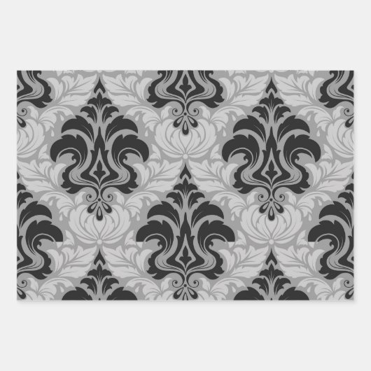 Damask Wrapping Paper Flat Sheet Set of 3 (Voorkant 2)