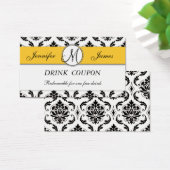 Damask Yellow Mariage Carte Coupon de boisson grat (Bureau)