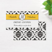 Damask Yellow Mariage Carte Coupon de boisson grat (Bureau)