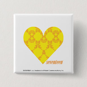Damask Yellow-Oranje 4 Vierkante Button 5,1 Cm