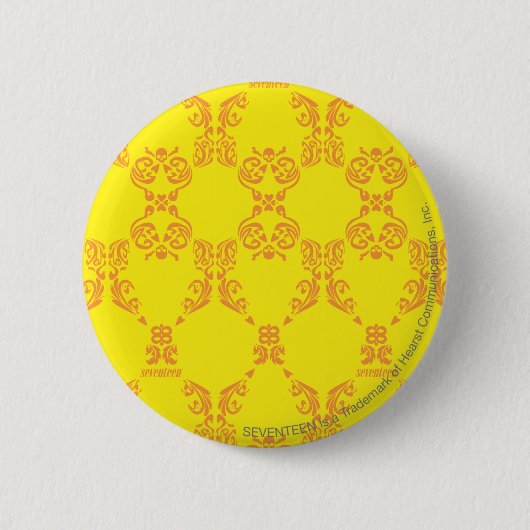 Damask Yellow-Oranje Ronde Button 5,7 Cm (Voorkant)