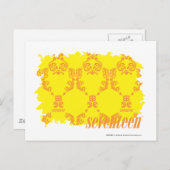 Damask Yellow-Sinaasappel 2 Briefkaart (Voorkant / Achterkant)