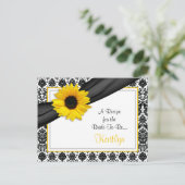 Damask Yellow Sunflower Recept Kaart voor de bruid (Staand voorkant)