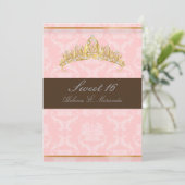 DAMASK ZOET 16/TIARA/ROZE/CHOCOLADE KAART (Staand voorkant)