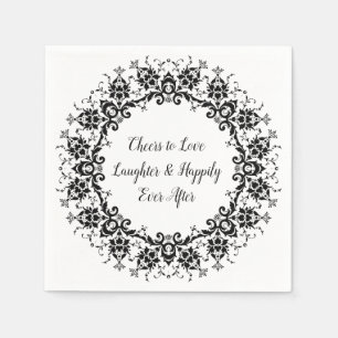 Damask zwart en wit trouwpapier servet