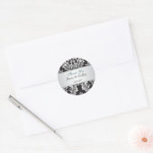 Damask zwart-wit Dank u Bruiloft Sticker (Envelop)