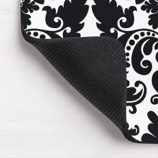 Damask Zwart Wit Elegant Chic Computer Muismat (Hoek)