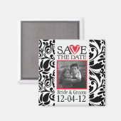 Damask Zwart-wit Save The Date Magnet Magneet (Voorkant / Achterkant)