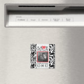 Damask Zwart-wit Save The Date Magnet Magneet (Insitu (Vaatwasser))