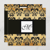 DAMASKPARCHTSQUARE-MONOGRAM, zwart wit bruin Kaart (Voorkant / Achterkant)