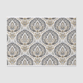  Damaskpatroon in beige en grijs Tissuepapier