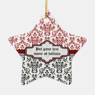 Damaskpatroon zwart rood wit aangepast ornament