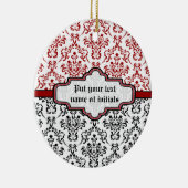 Damaskpatroon zwart rood wit aangepast ornament (Rechts)