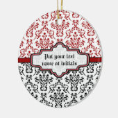 Damaskpatroon zwart rood wit aangepast ornament (Links)