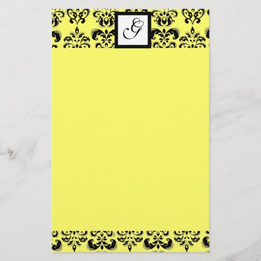 DAMASKQUARE MONOGRAM, geel Briefpapier (Voorkant)