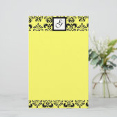 DAMASKQUARE MONOGRAM, geel Briefpapier (Staand voorkant)