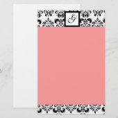 DAMASKQUARE MONOGRAM, roze Briefpapier (Voorkant / Achterkant)