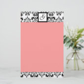 DAMASKQUARE MONOGRAM, roze Briefpapier (Staand voorkant)