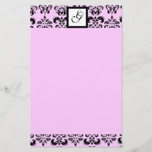 DAMASKQUARE MONOGRAM, roze Briefpapier