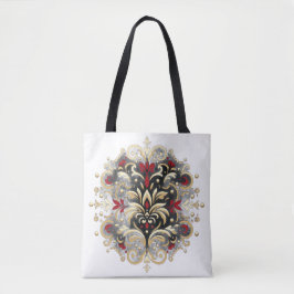 Damaskstijl in rood, goud en zwart draagtas