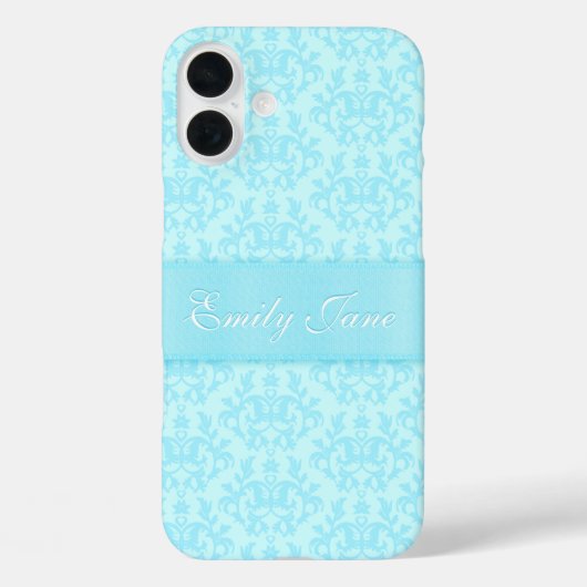Damaslicht blauwe aangepaste naam Case-Mate iPhone case (Achterkant)