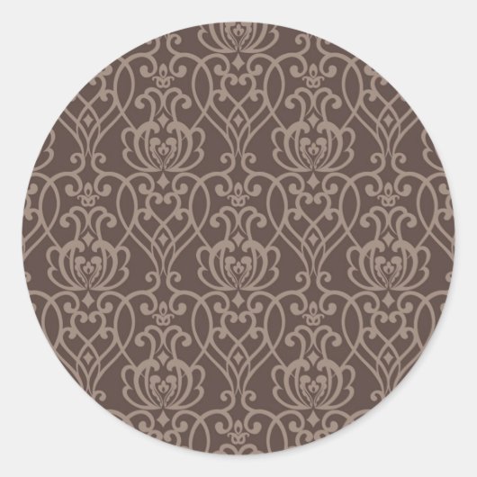 Damaspatroon 6 ronde sticker (Voorkant)